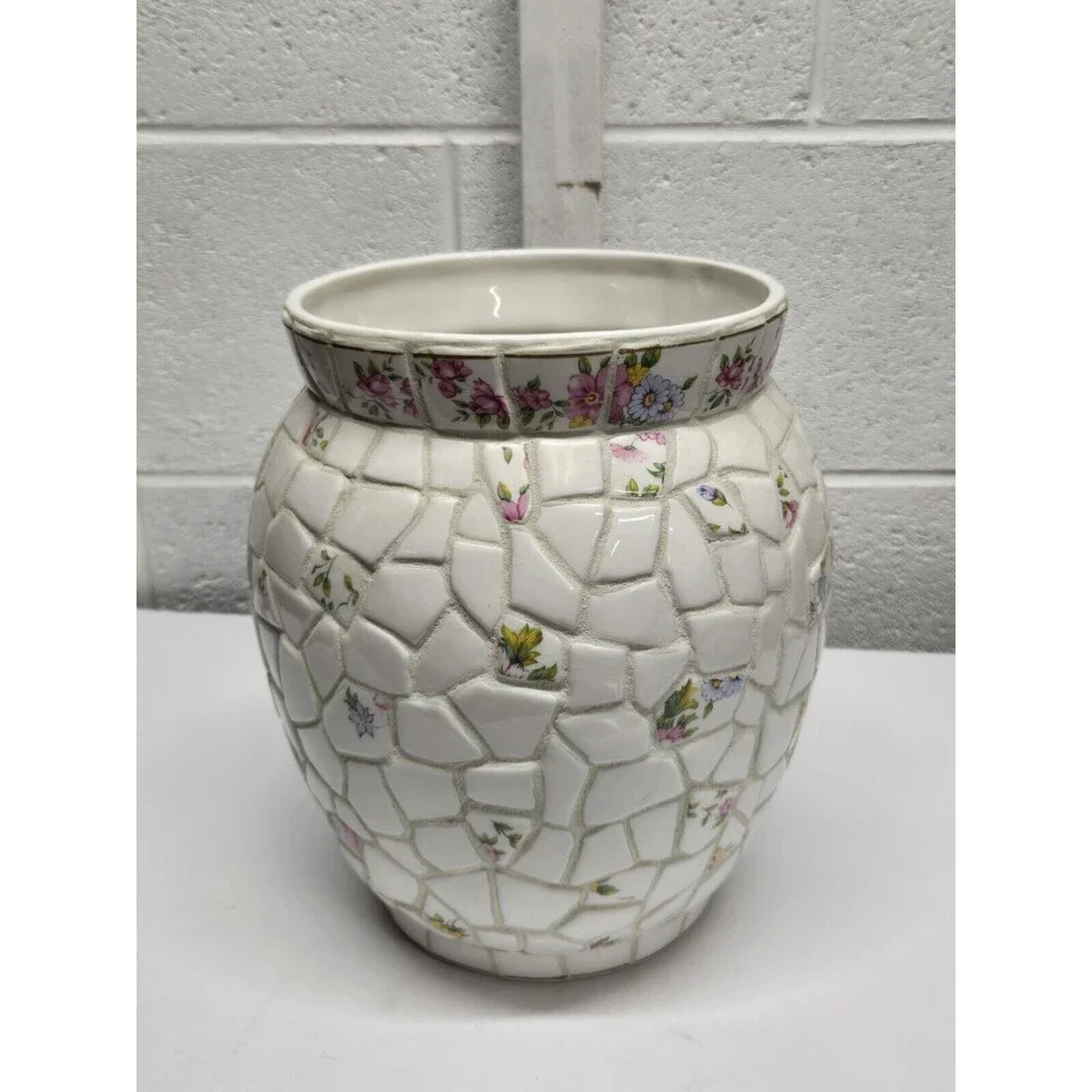 Mosaic Tile Vase Vintage 9.75